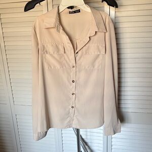 SHEIN Cream Button-Up Blouse